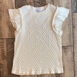 DR2 Ruffle Sleeve Smocked Top, Textured Knit blouse